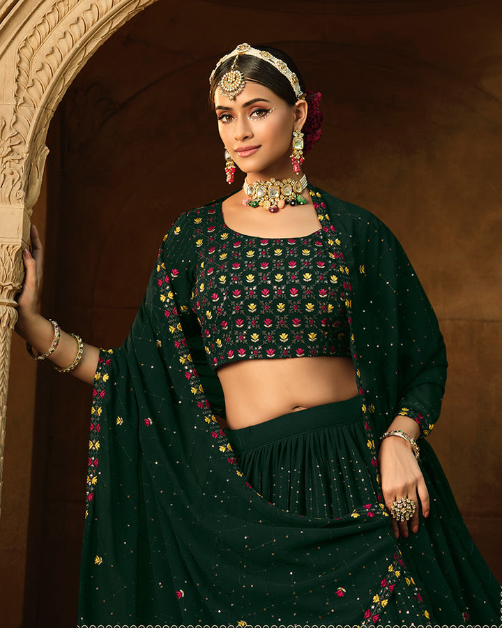 New Design Green Color Georgette Lehenga Choli