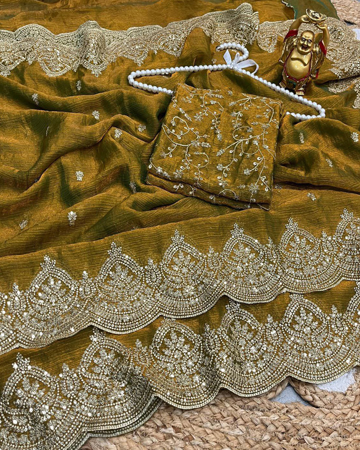 11 Color Fendi Chiffon Sequence Embroidered Saree