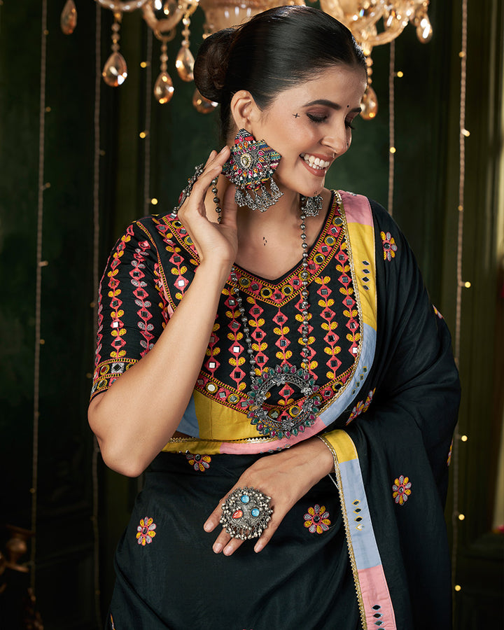 Multi Color Maslin cotton Fully Stitched Navratri Lehenga Choli