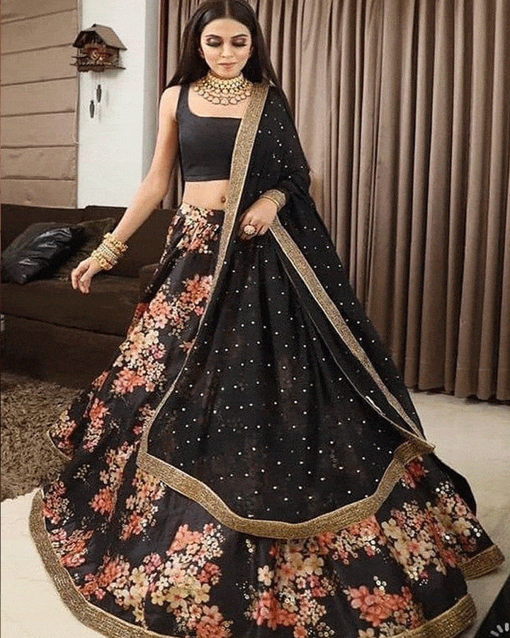 Black Organza Lehenga Choli