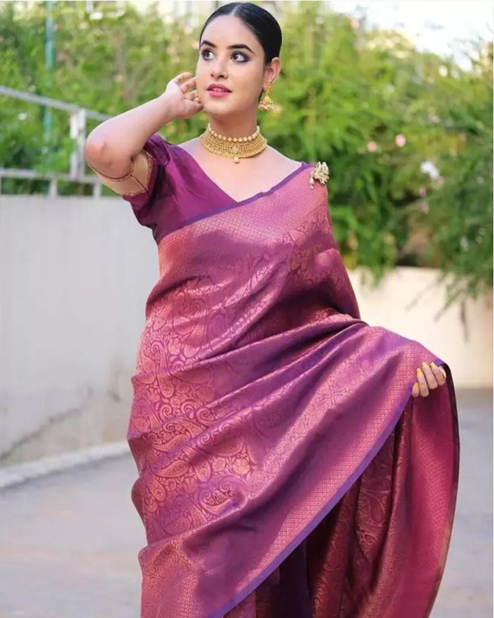 Designer Wine Color Soft Silk Saree