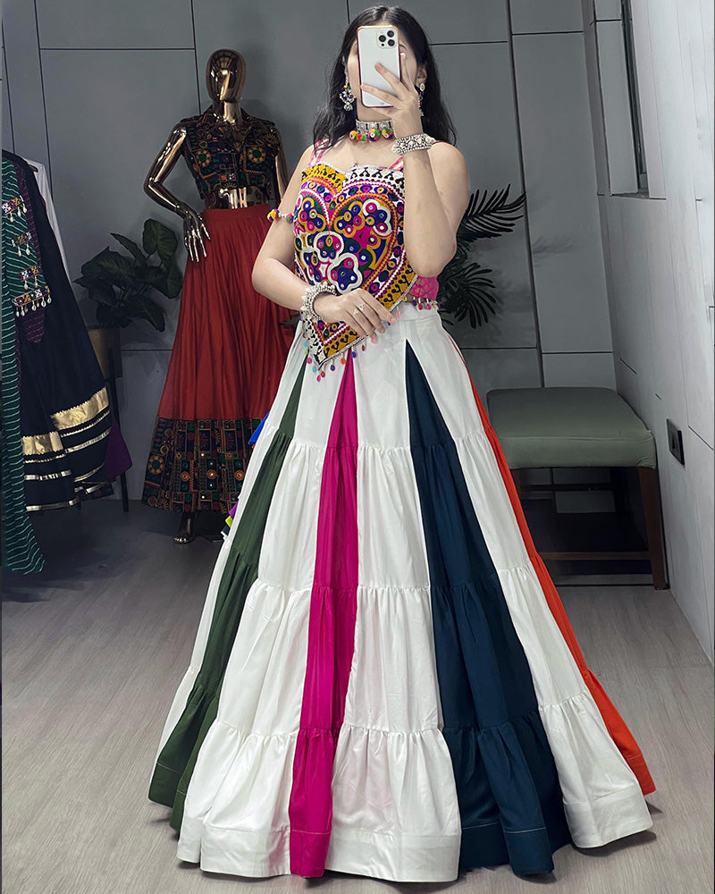 Vibrant Multicolor Traditional Navratri Lehenga Choli with Mirror Work