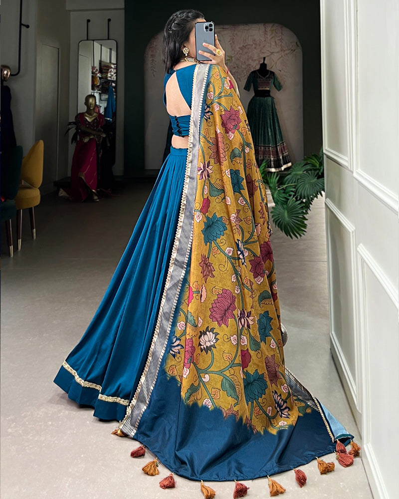 Firozi Color Chinon Silk lehenga Choli