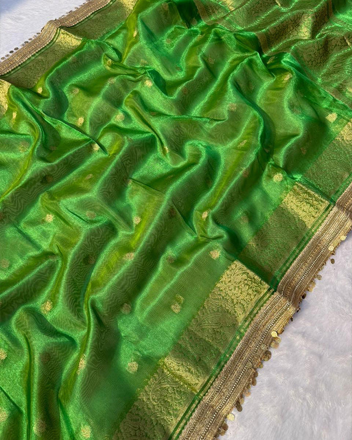 Classic Green Color Tissue Silk Saree