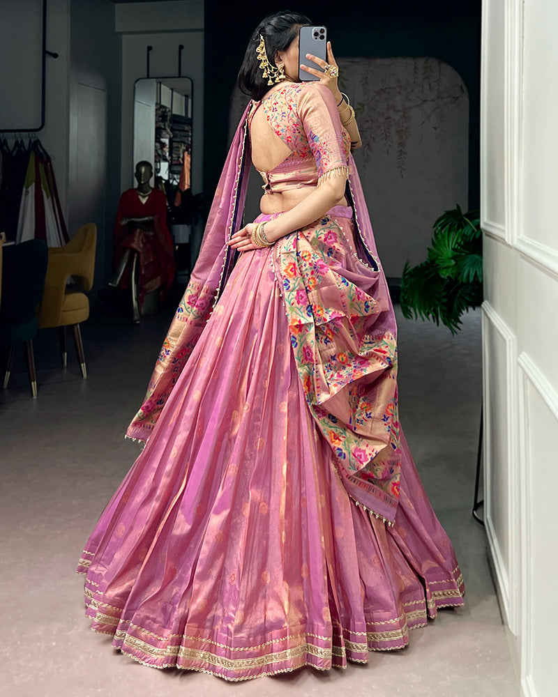 Light Pink Color Shimmer Silk Lehenga Choli
