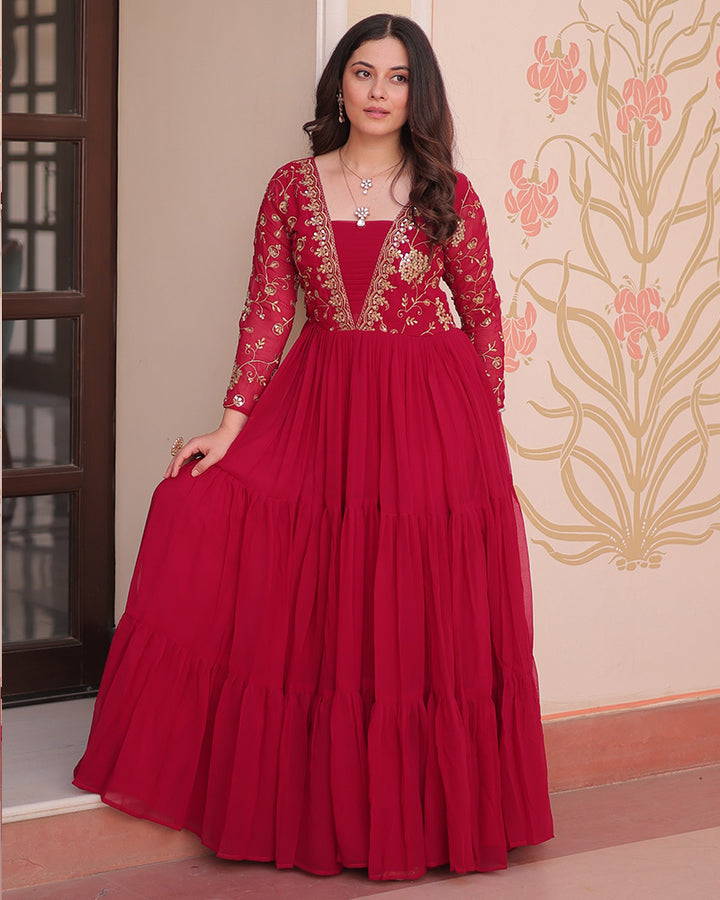 Royal Rani Pink Gown With Exquisite Golden Embroidery