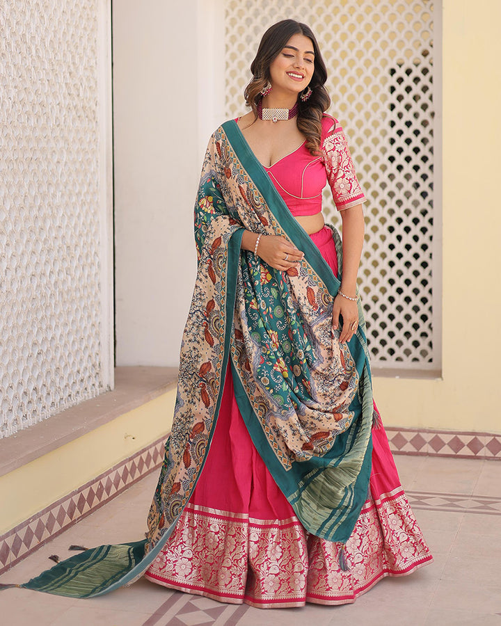 Pink Color Designer Viscose Jacquard Lehenga Choli