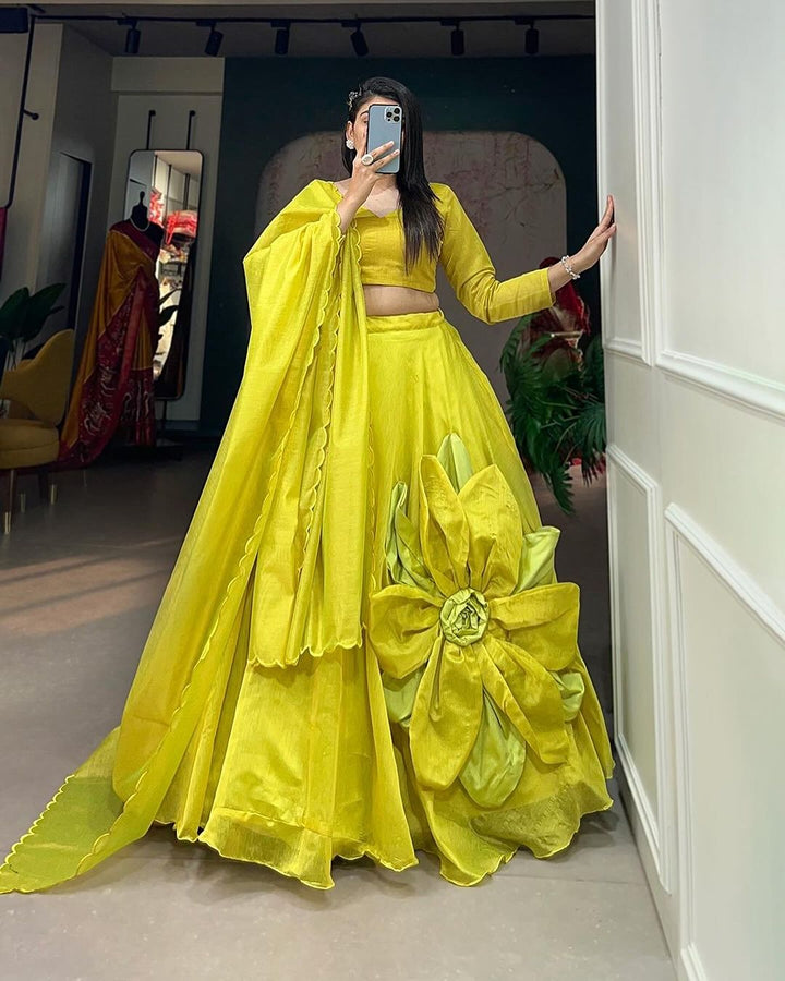 Rajwadi Chanderi Silk Four Color Semi Stitched Lehenga Choli