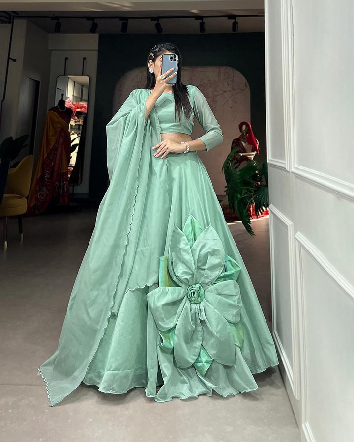 Rajwadi Chanderi Silk Four Color Semi Stitched Lehenga Choli