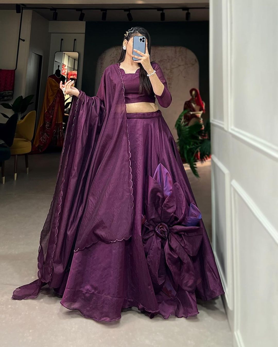 Rajwadi Chanderi Silk Four Color Semi Stitched Lehenga Choli
