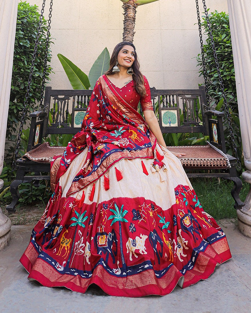 Maroon Designer Dola Silk Printed With Foil Work Lehenga Choli