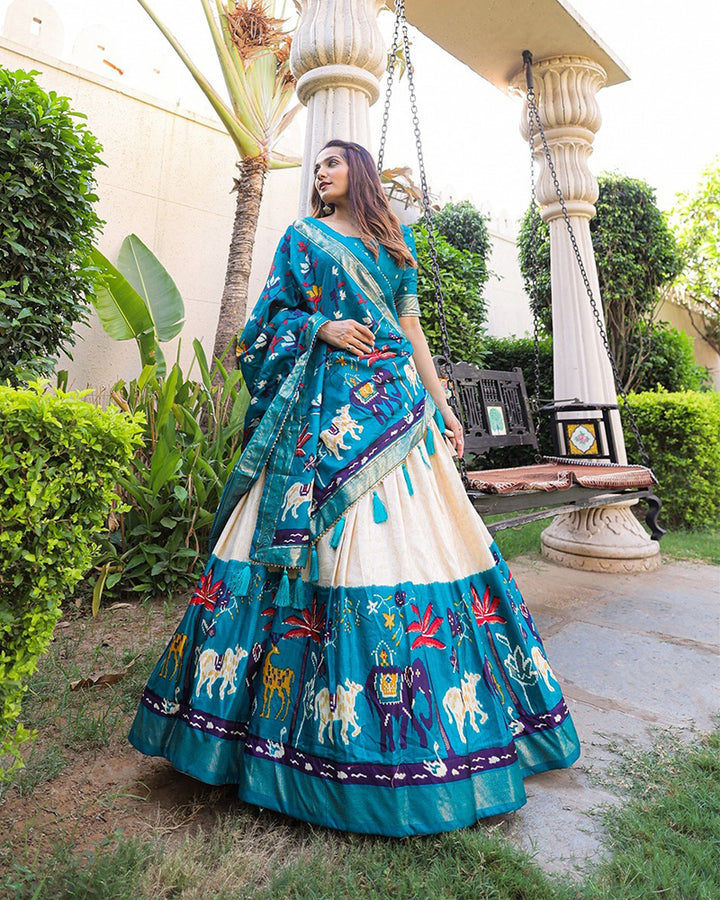 Firozi Colour Designer Dola Silk Printed With Foil Work Lehenga Choli