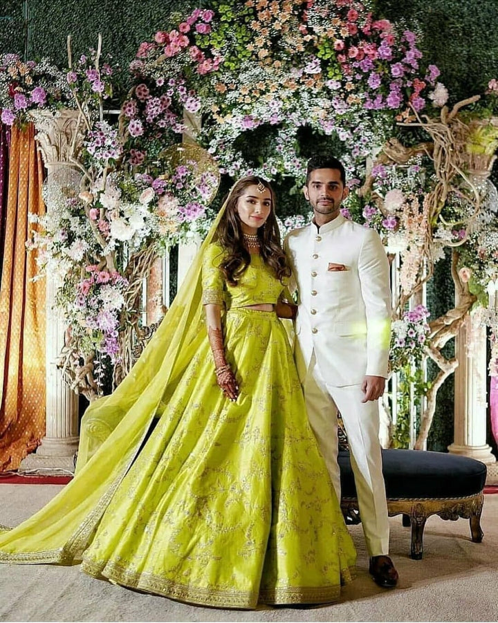 Neon Alia Bhatt Bridal Lehenga Choli