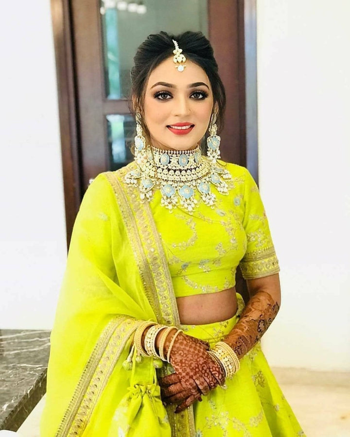 Neon Alia Bhatt Bridal Lehenga Choli