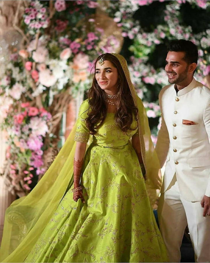 Neon Alia Bhatt Bridal Lehenga Choli