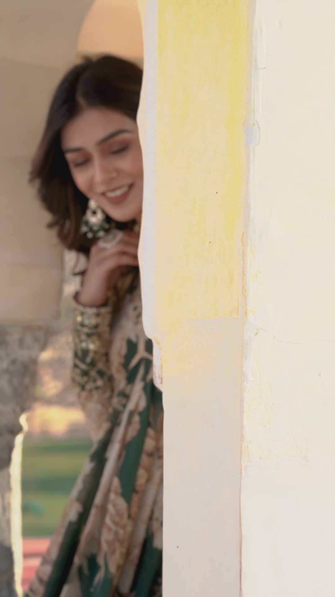 Mehndi Color Russian Silk Gown With Designer Dupatta