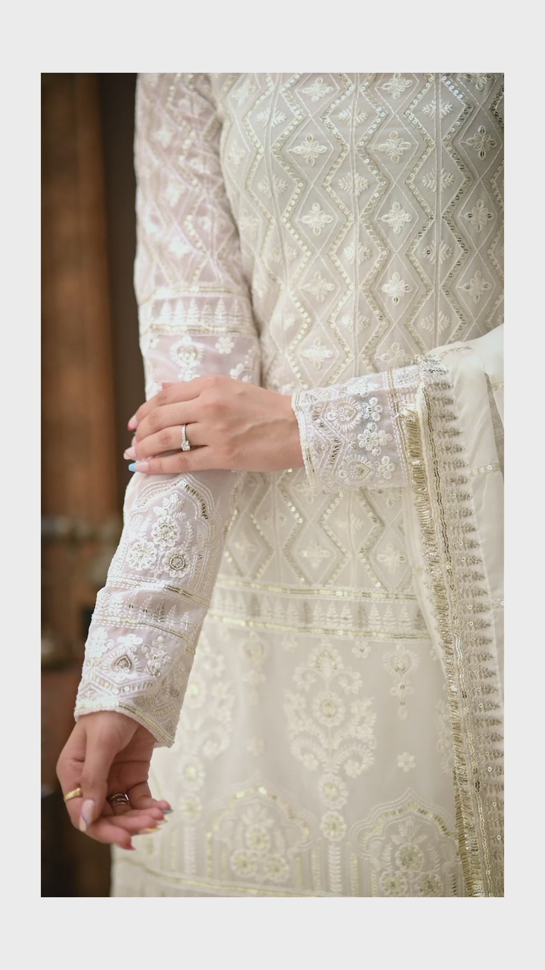 White Color Zigzag Line Faux Georgette Three Piece Sharara Suit
