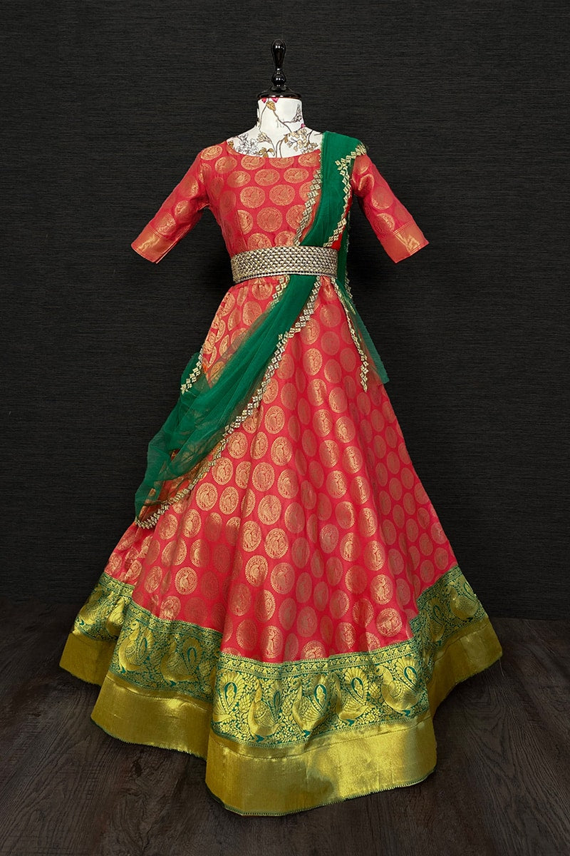 Red Color Jacquard Weaving Lehenga Choli