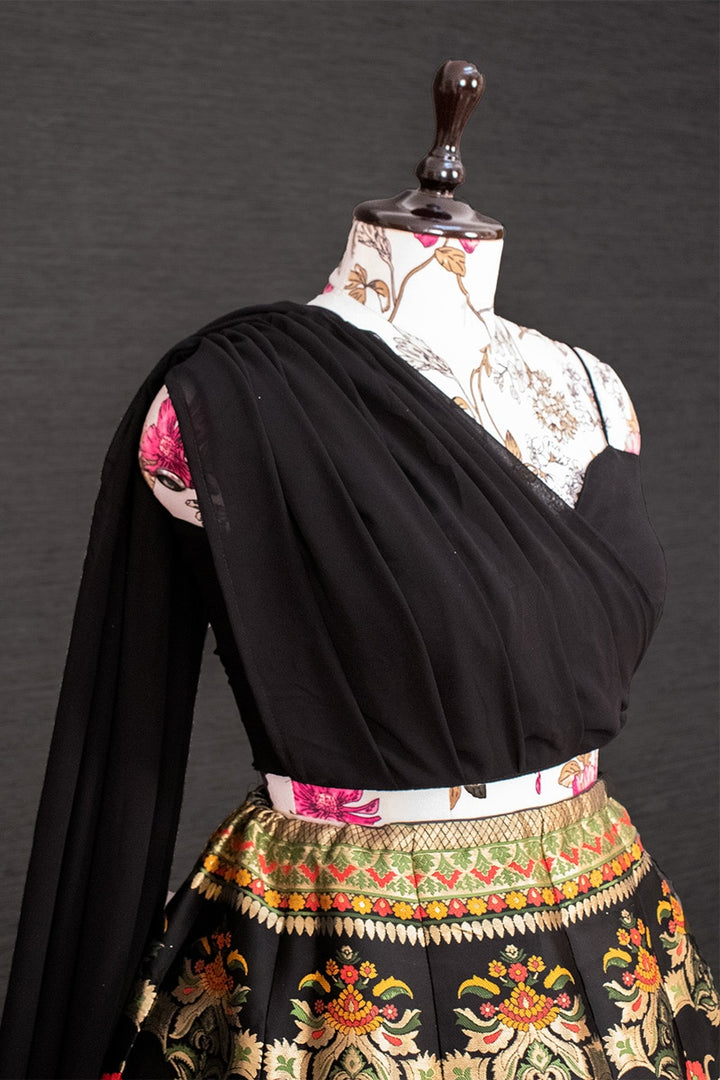 Black Color Beautiful Banarasi Silk Lehenga Choli