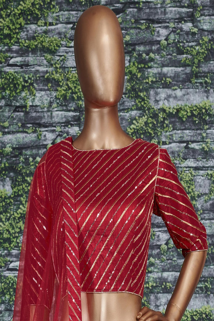 Red color Banglori Silk Lehenga Choli For Women Wear