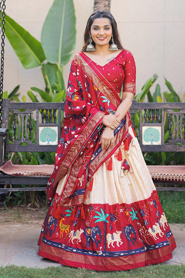 Maroon Designer Dola Silk Printed With Foil Work Lehenga Choli