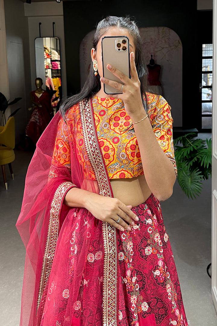 Pink Color Vaishali silk Floral Lehenga Choli