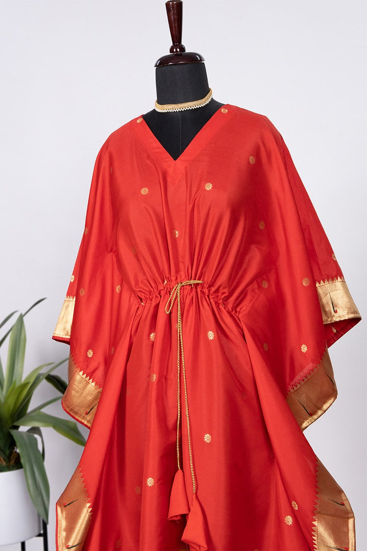 Red Color Amazing Jacquard Paithani  Kaftan