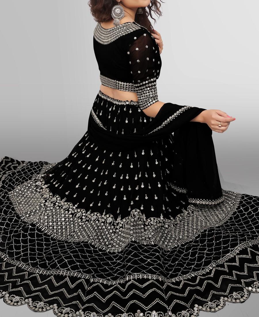 Designer Black Georgette Sequence Lehenga Choli