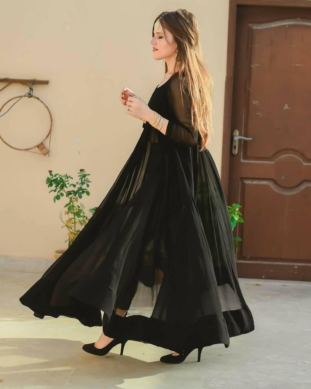 Black Georgette Kali Anarkali