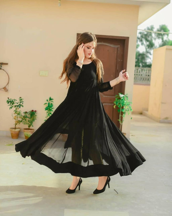 Black Georgette Kali Anarkali