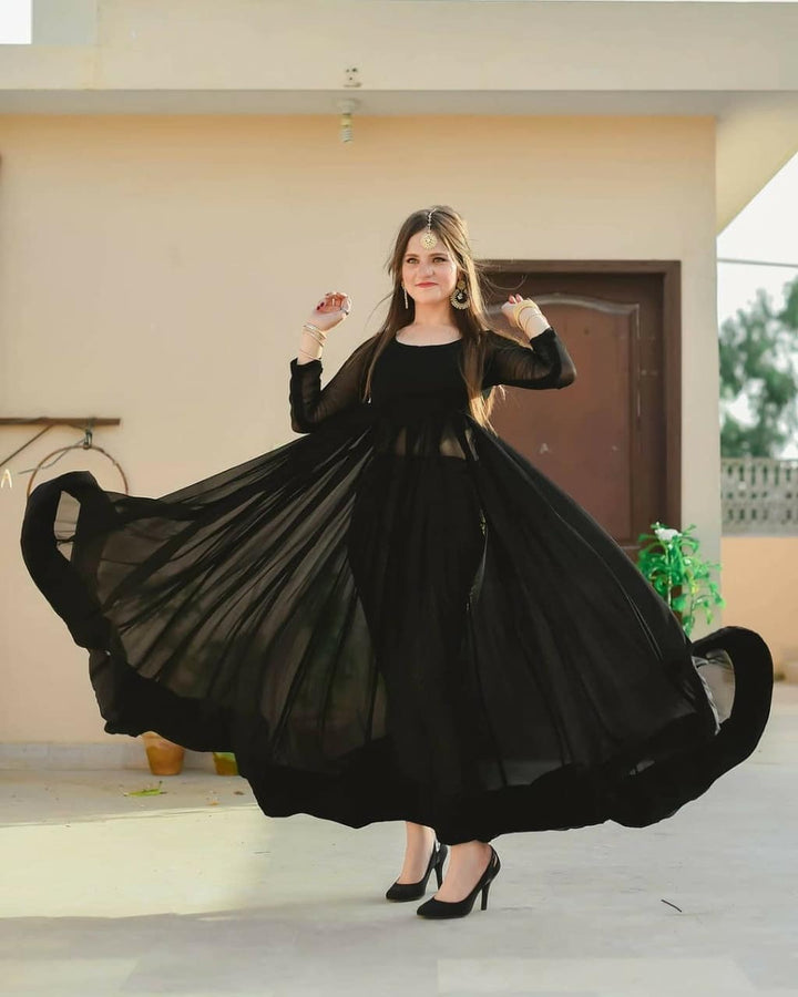 Black Georgette Kali Anarkali