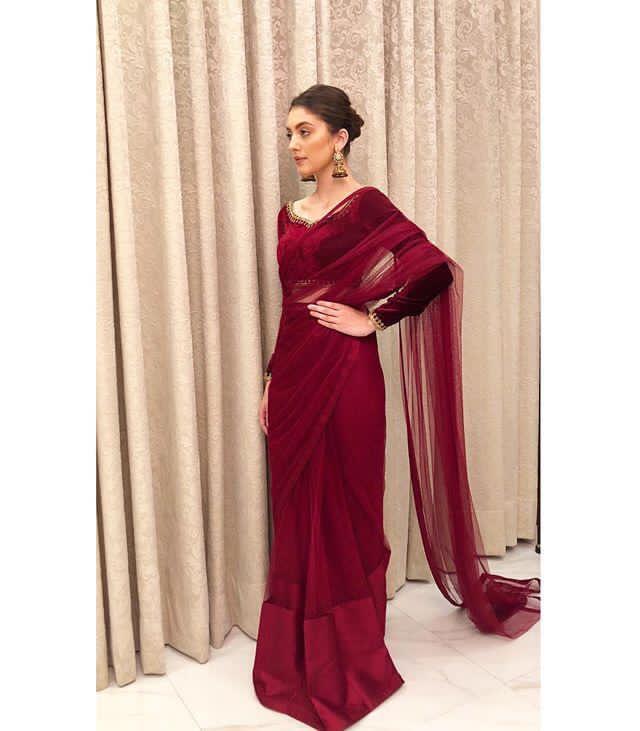 Maroon Soft Net Saree