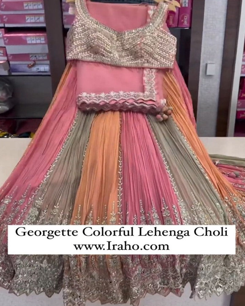 Multi Color Georgette Embroidery Lehenga Choli