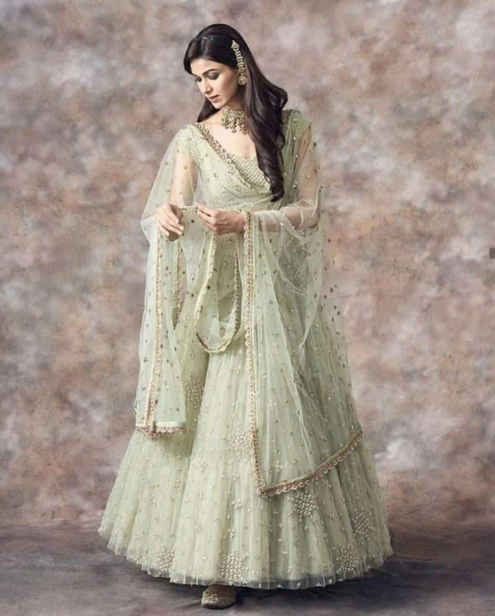 Mint Green Soft Net Lehenga Choli