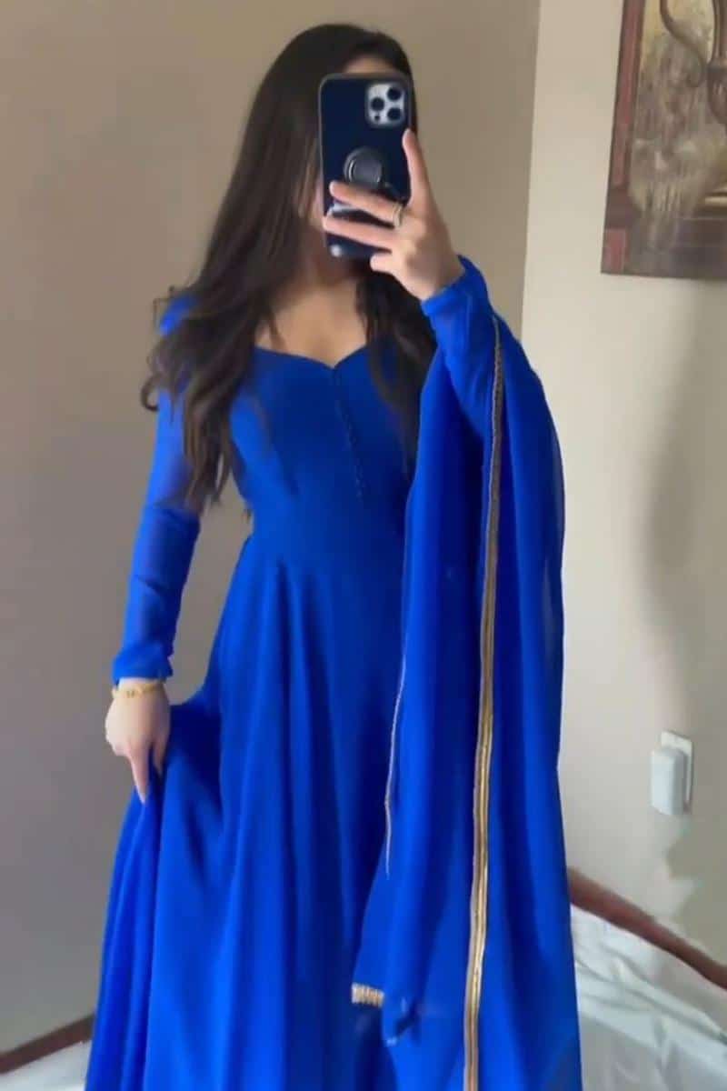 Royal Blue Anarkali With Dupatta