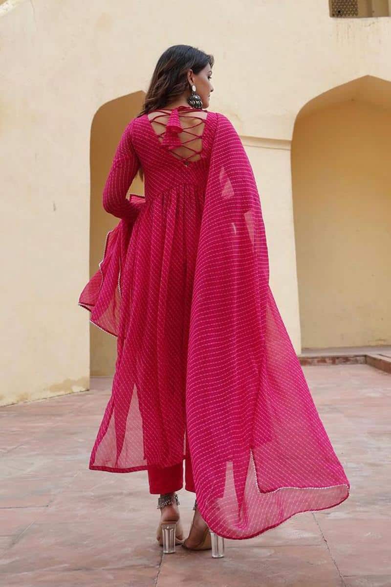 Pink Leriya Georgette Full Stitched Salwar Suit