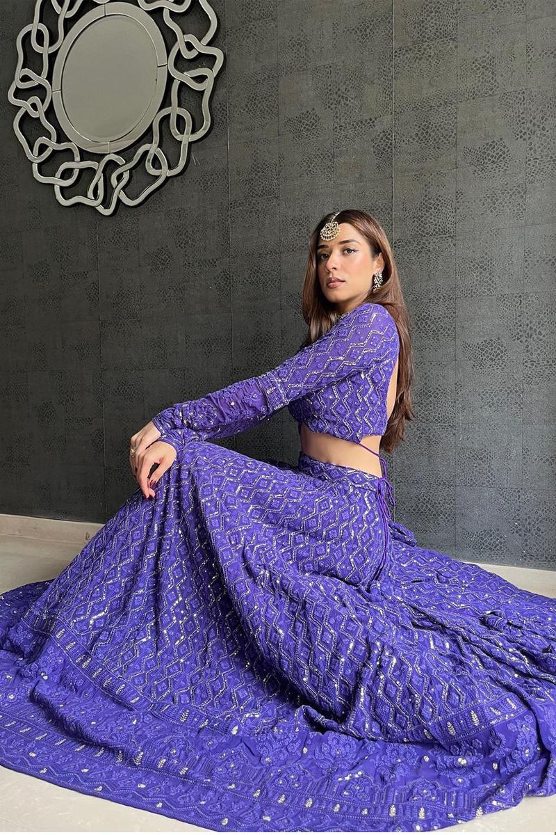 Purple Lucknowi Lehenga Choli