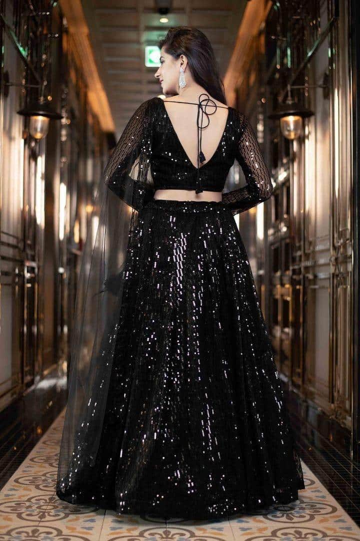 Black Sequence Georgette Lehenga Choli