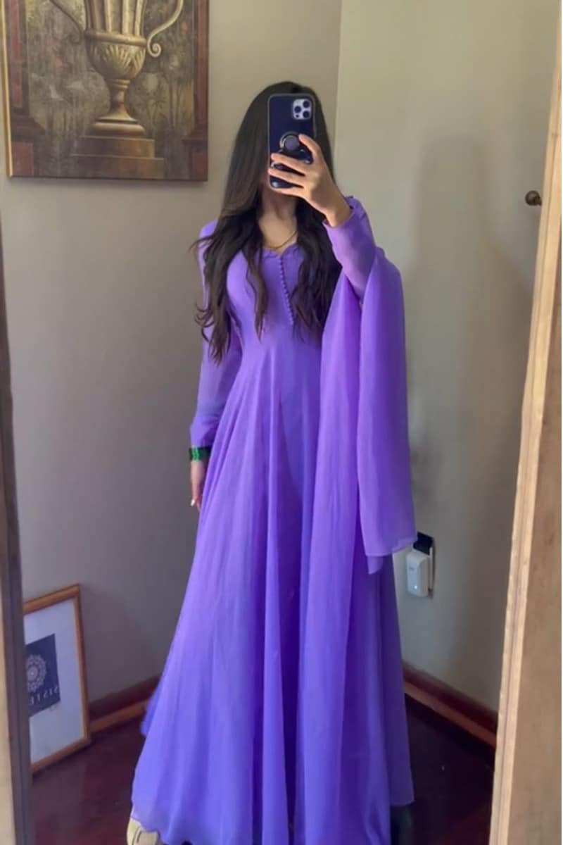 Light Purple Anarkali With Dupatta And Pant