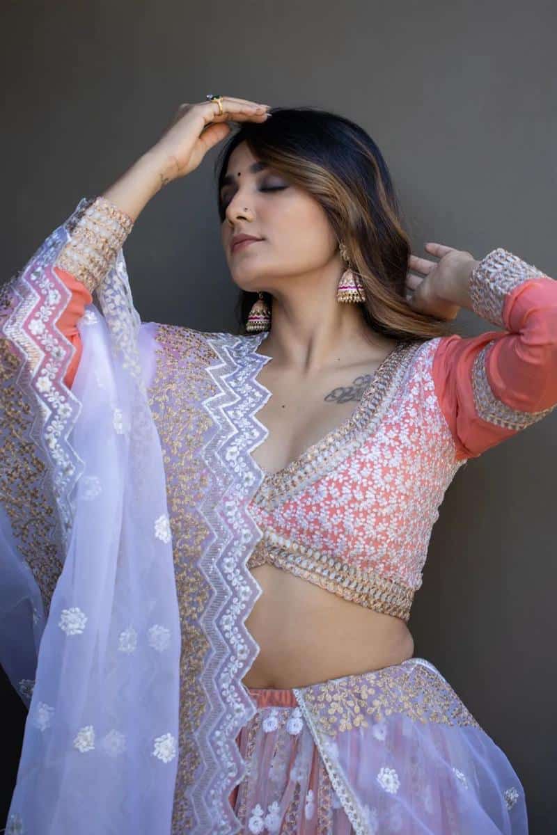 Prachi White Soft Net Lehenga Choli