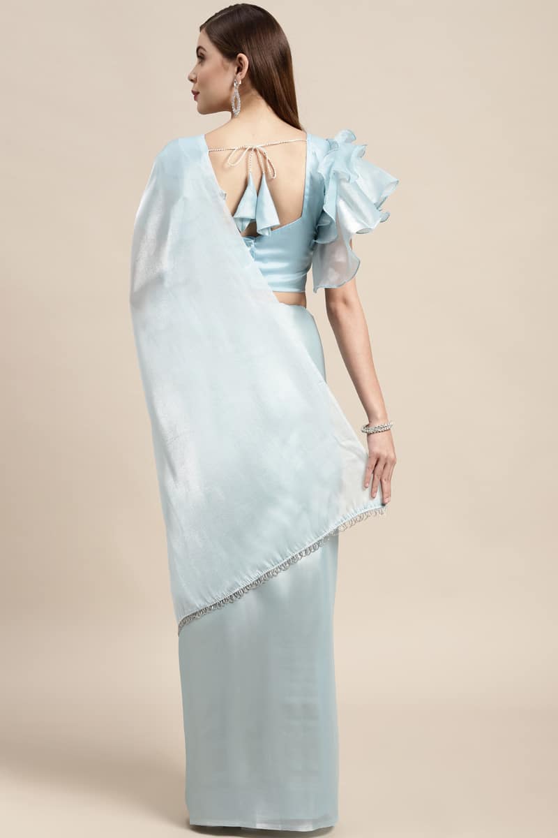 Sky Blue Color Jimi Silk Partywear Saree