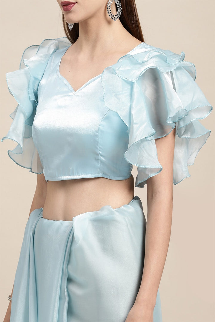 Sky Blue Color Jimi Silk Partywear Saree