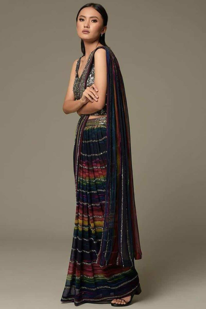 Colorful Designer Heavy Georgette Sequence Saree