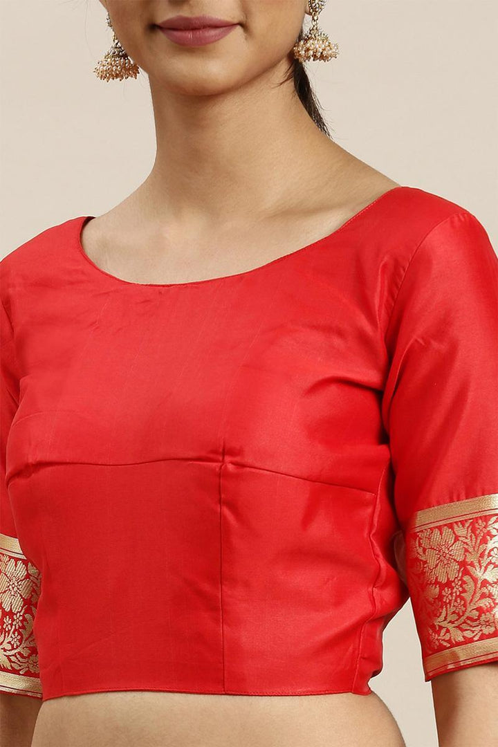 Beautiful Weaving Work Red Banarasi Silk Saree