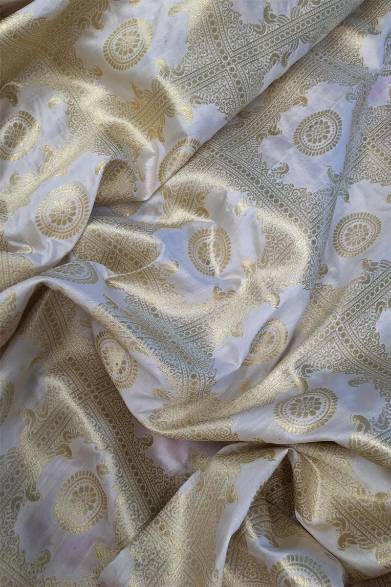 Beautiful Weaving Zari Work Golden Pink Banarasi Silk Saree