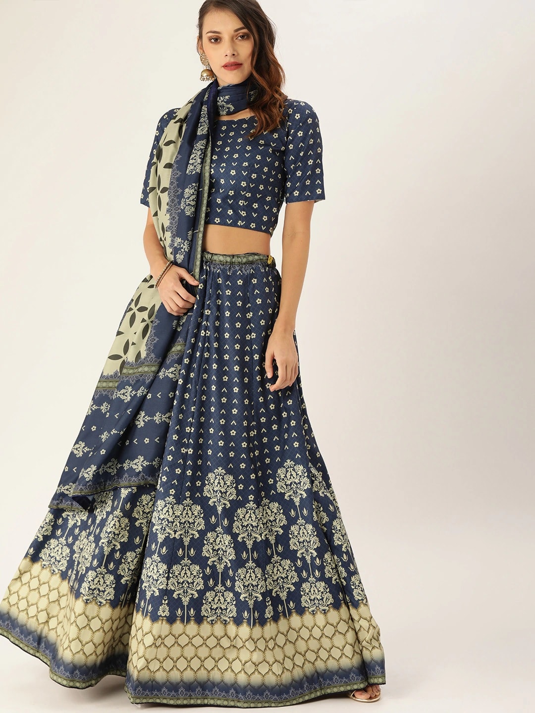 Blue Heavy Digital Print Lehenga Choli