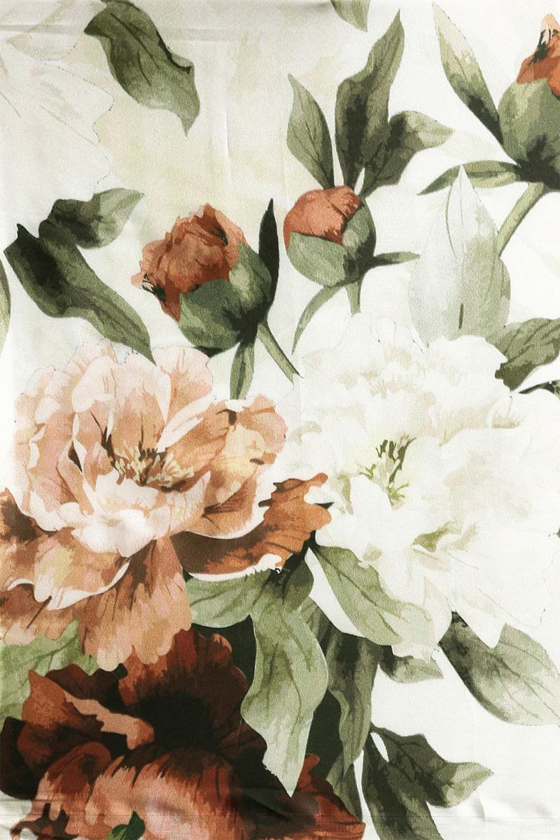 White Pista Floral Print Japan Satin Silk Saree