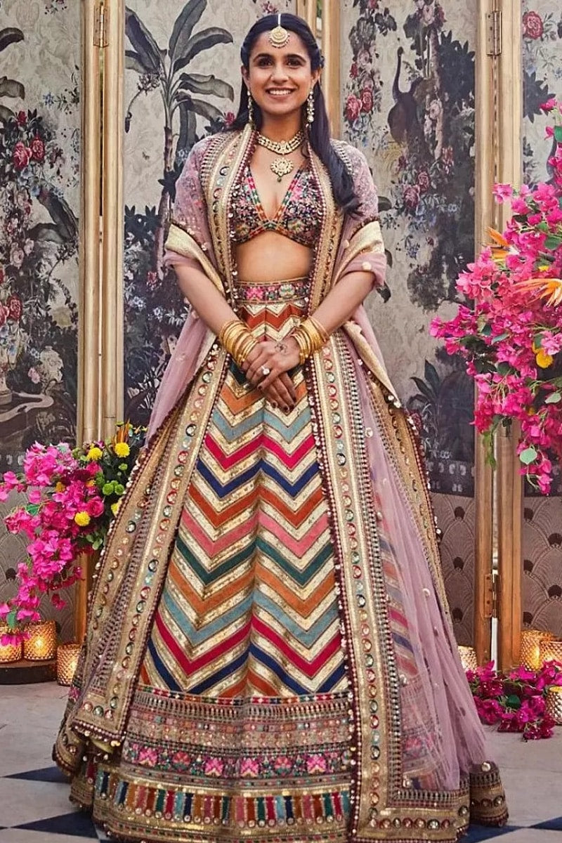 Multi Color Georgette Thread Work Lehenga Choli