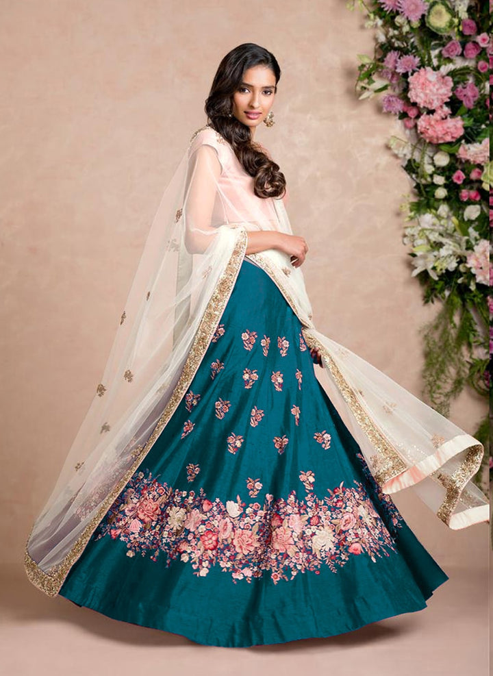 Rama Raw Silk Designer Lehenga Choli