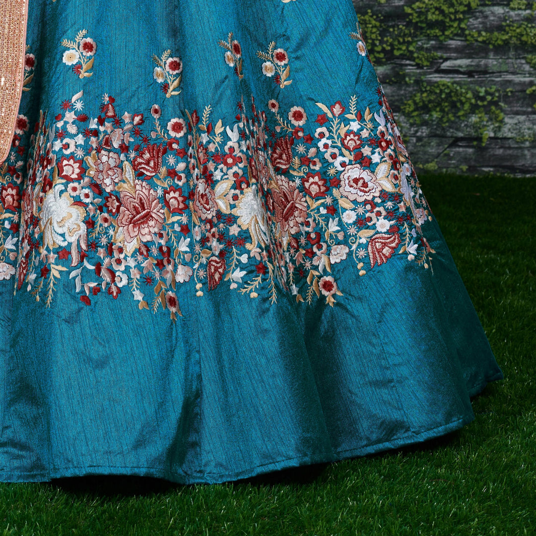 Rama Raw Silk Designer Lehenga Choli